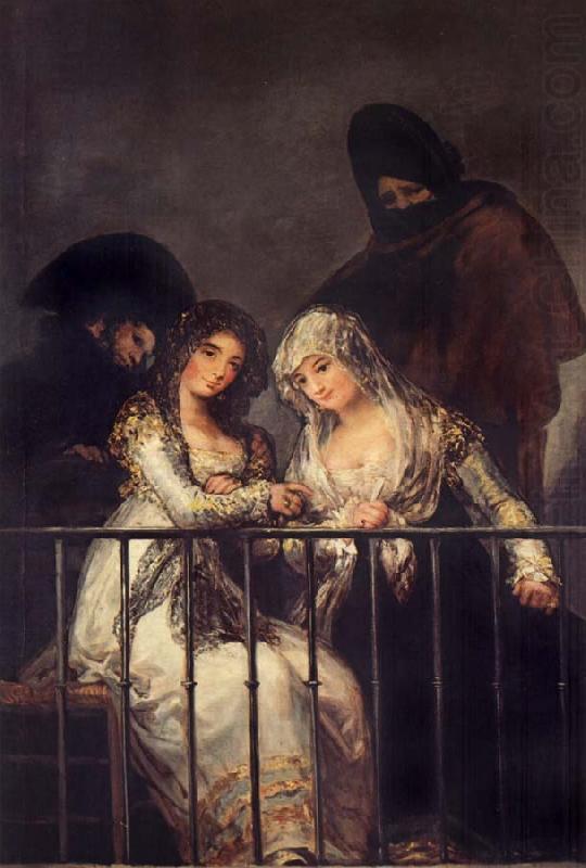 Francisco de goya y Lucientes Majas on a Balcony oil painting picture